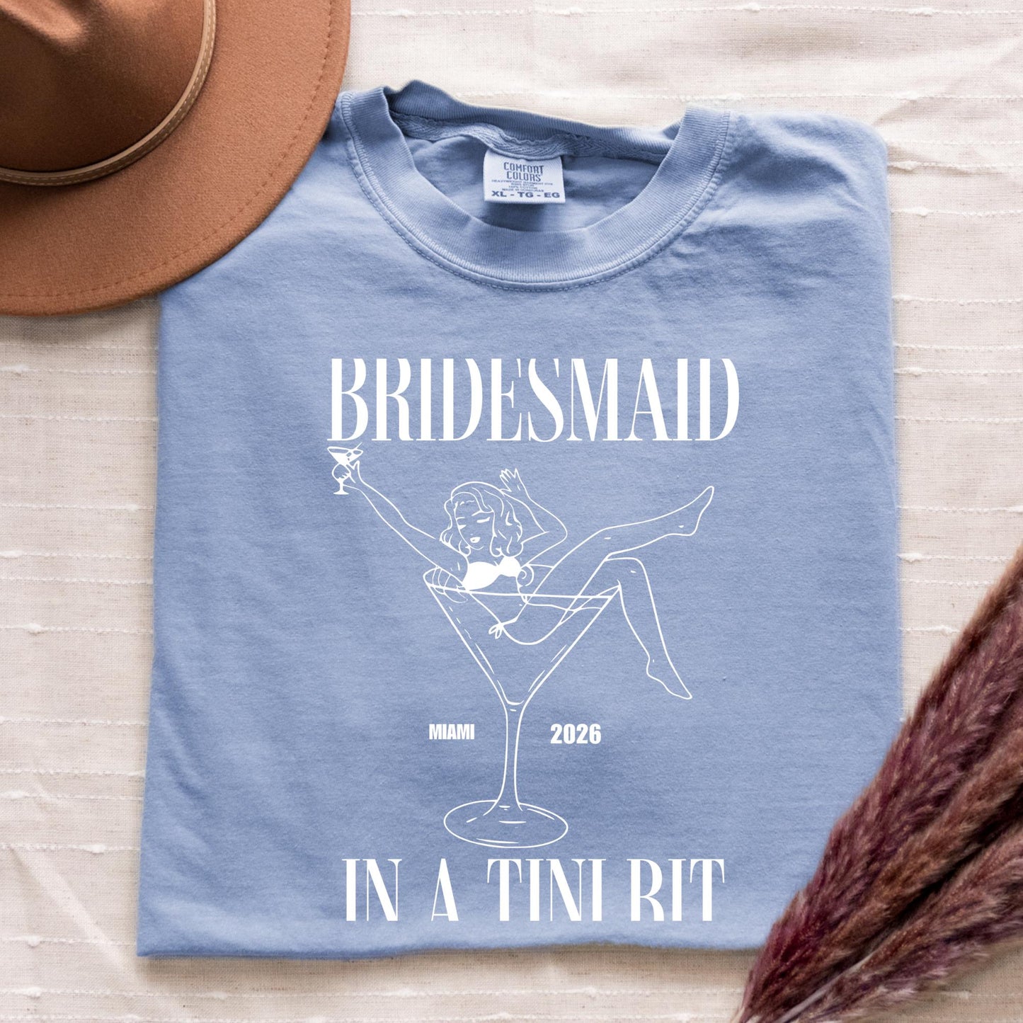Custom Martini Bachelorette Bridal Party T-Shirt Gift Idea for Bridal Future Mrs Custom Name and Location Graphic T Shirt