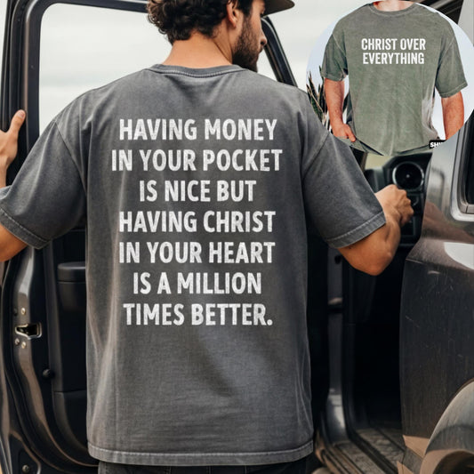 Christ Over Everything Shirt Comfort Colors Graphic Christian Gift Back Print