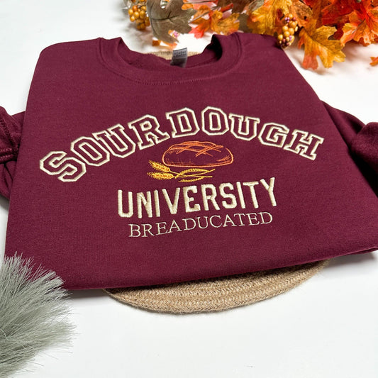 Sourdough University Embroidered Sweatshirt – Custom College Varsity Hoodie