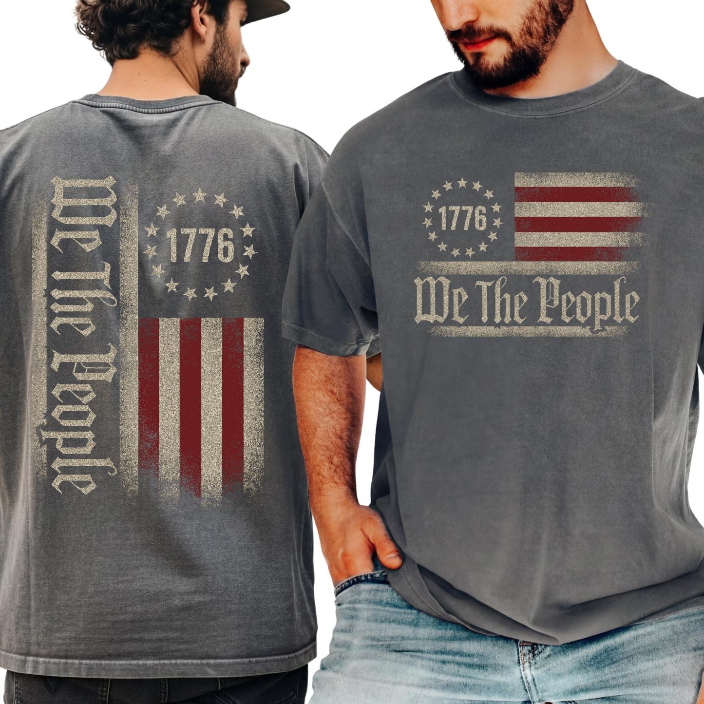 We The People USA Flag T-Shirt, 1776 Independence Day, Unisex Crewneck