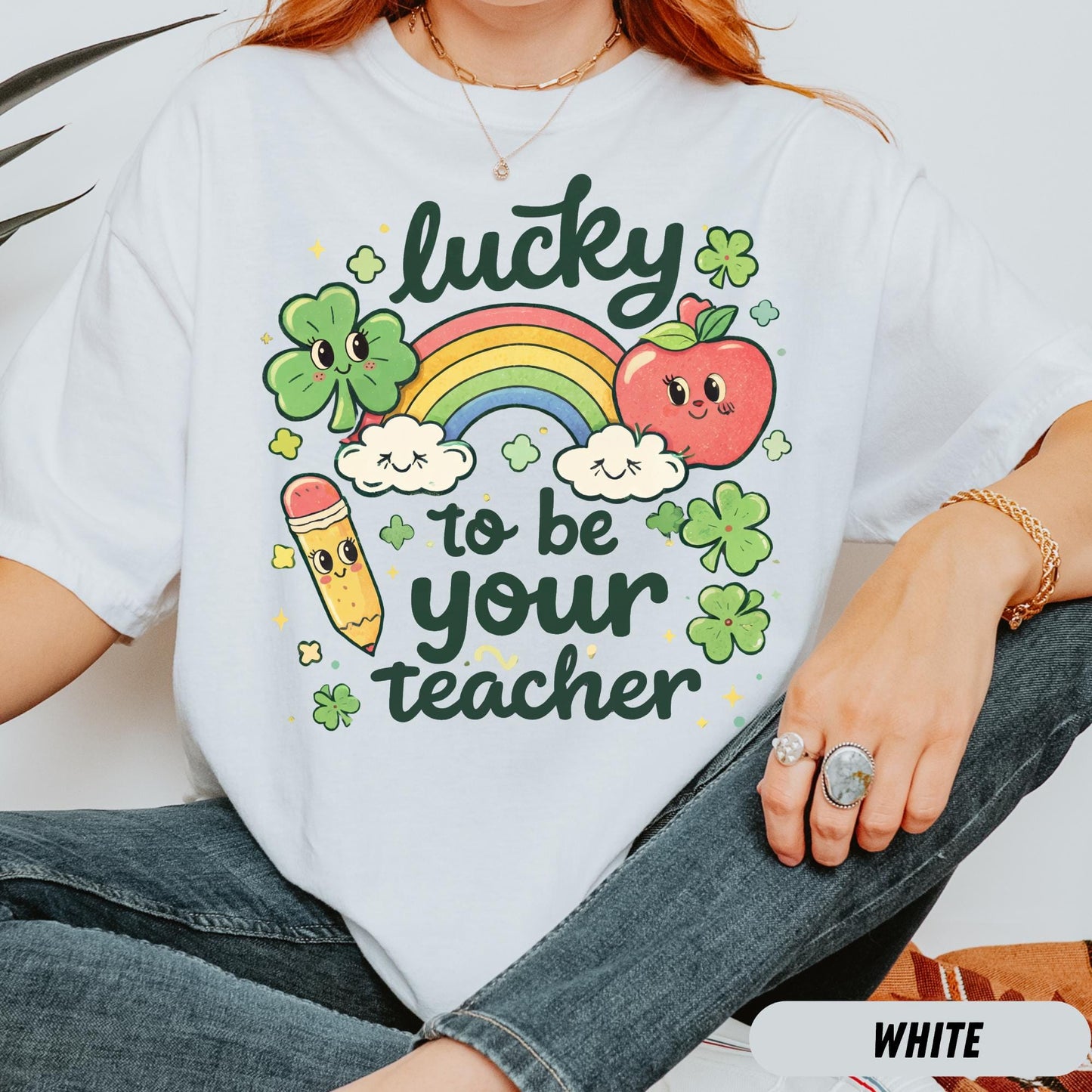 Lucky Teacher St. Patrick's Day Sweatshirt, Irish Shamrock Teaching Tee