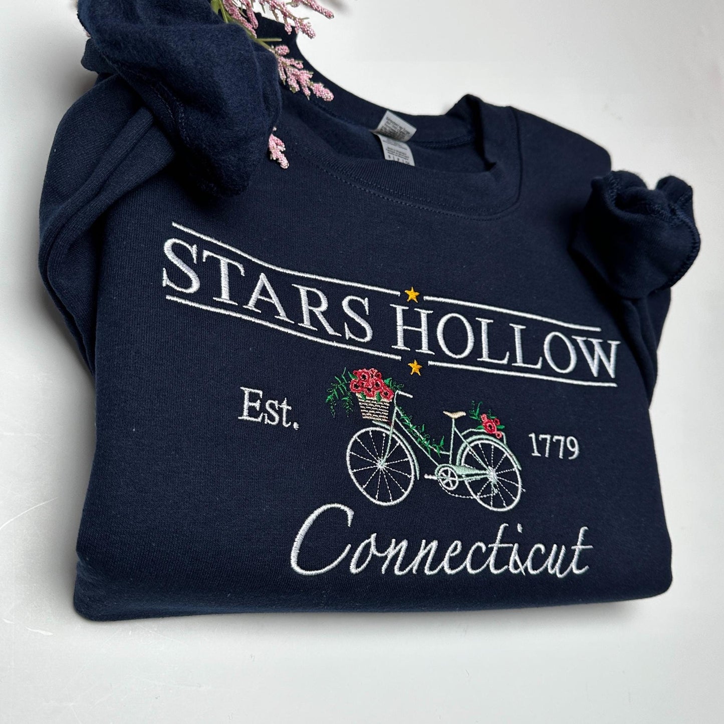 Spring Edition Stars Hollow Embroidered Gilmore Fan Sweatshirt, Lukes Diner Spring Sweater, Bike and Flowers Crewneck Sweats