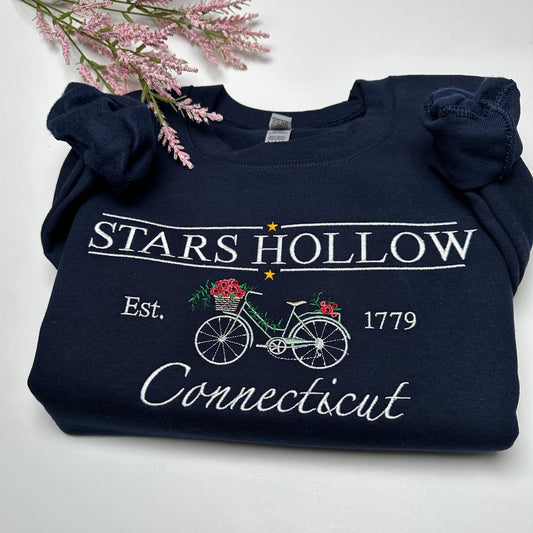 Spring Edition Stars Hollow Embroidered Gilmore Fan Sweatshirt, Lukes Diner Spring Sweater, Bike and Flowers Crewneck Sweats