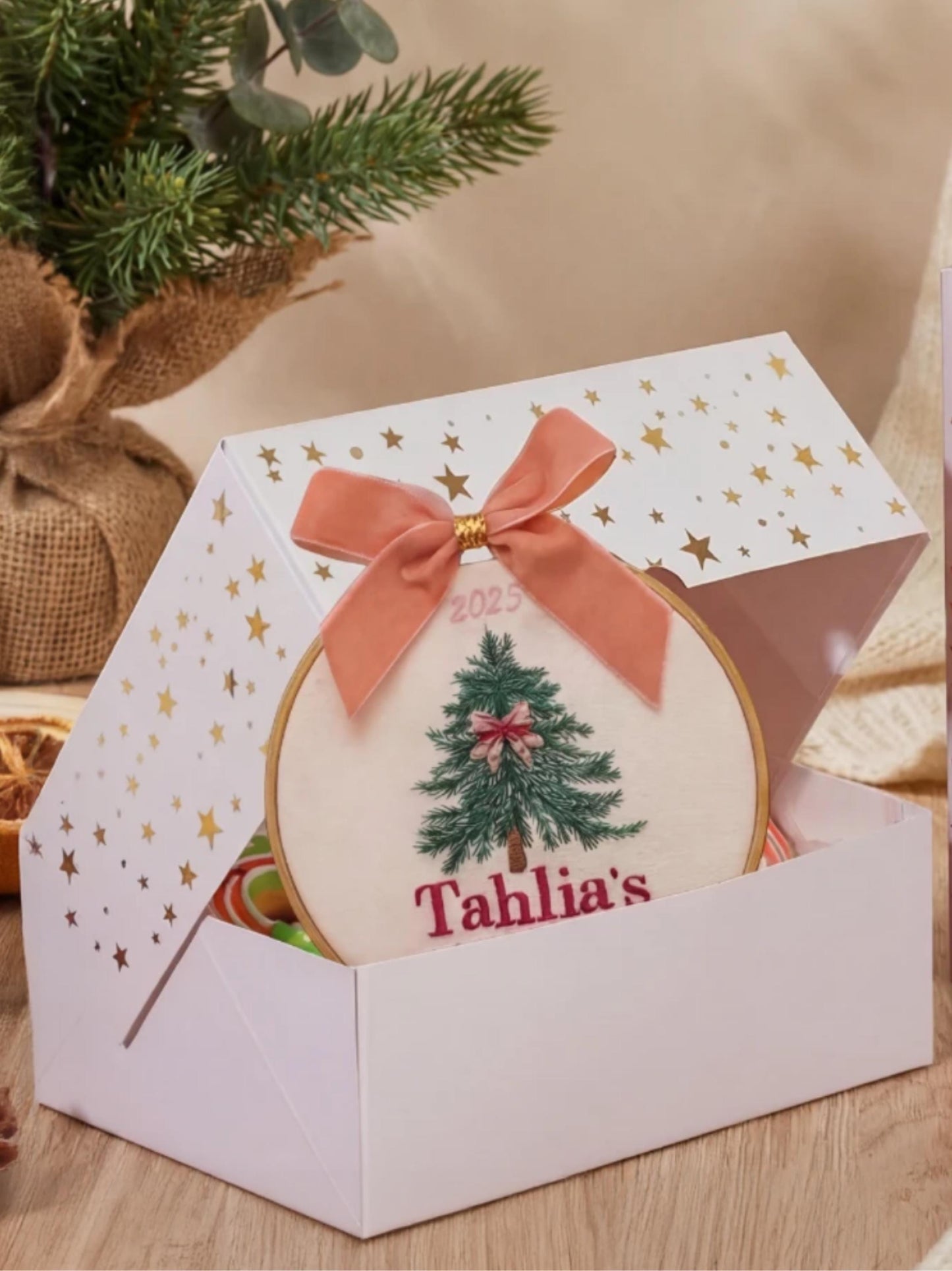 Embroidered Baby's First Christmas Ornament Custom Keepsake Nursery Gift