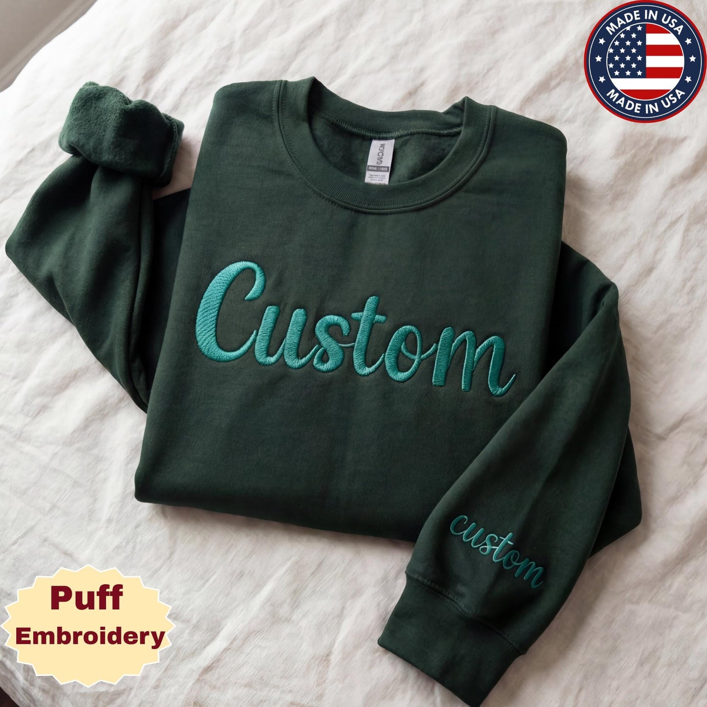 Custom Puff Embossed 3D Embroidered Sweatshirt Personalized Raised Team Hoodie, Trendy 3D Lettering, Custom Name Gift, Unique Cozy Pullover