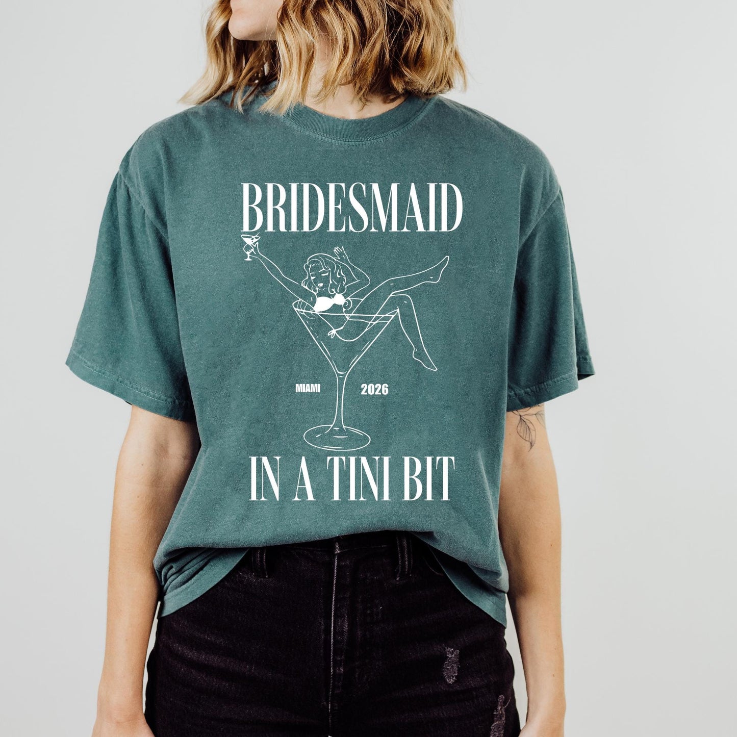 Custom Martini Bachelorette Bridal Party T-Shirt Gift Idea for Bridal Future Mrs Custom Name and Location Graphic T Shirt