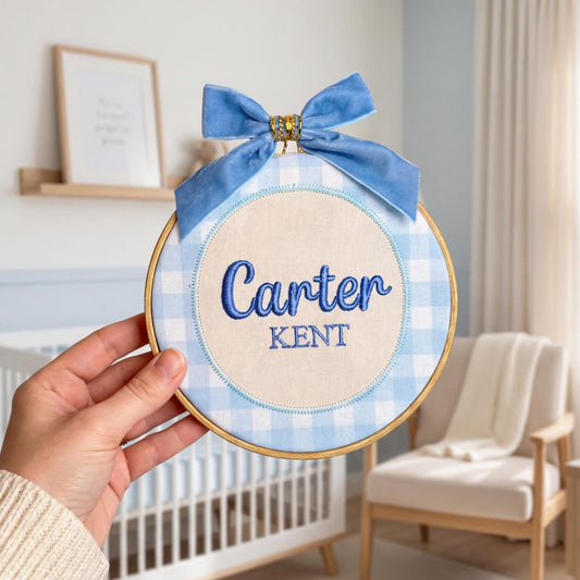 3D Puff Embroidered Baby Announcement Sign for Hospital /Custom Baby Name Sign for Boys/Nursery Name sign/Birth Announcement Sign  Baby Girl