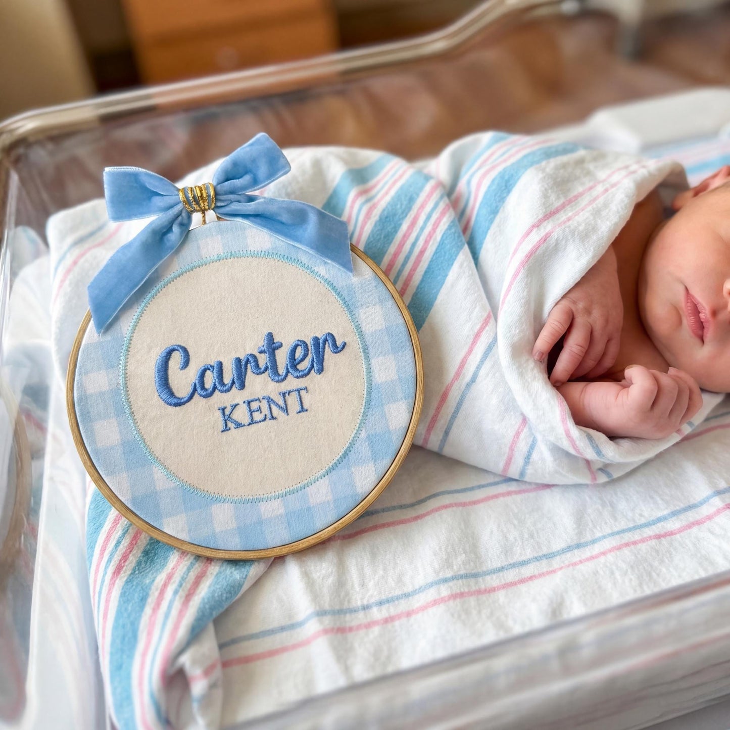 3D Puff Embroidered Baby Announcement Sign for Hospital /Custom Baby Name Sign for Boys/Nursery Name sign/Birth Announcement Sign  Baby Girl