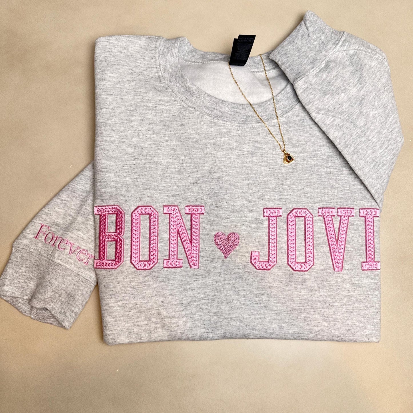 Custom Puff Embroidered Sweatshirt, Unisex Crewneck, Cotton Blend Fabric