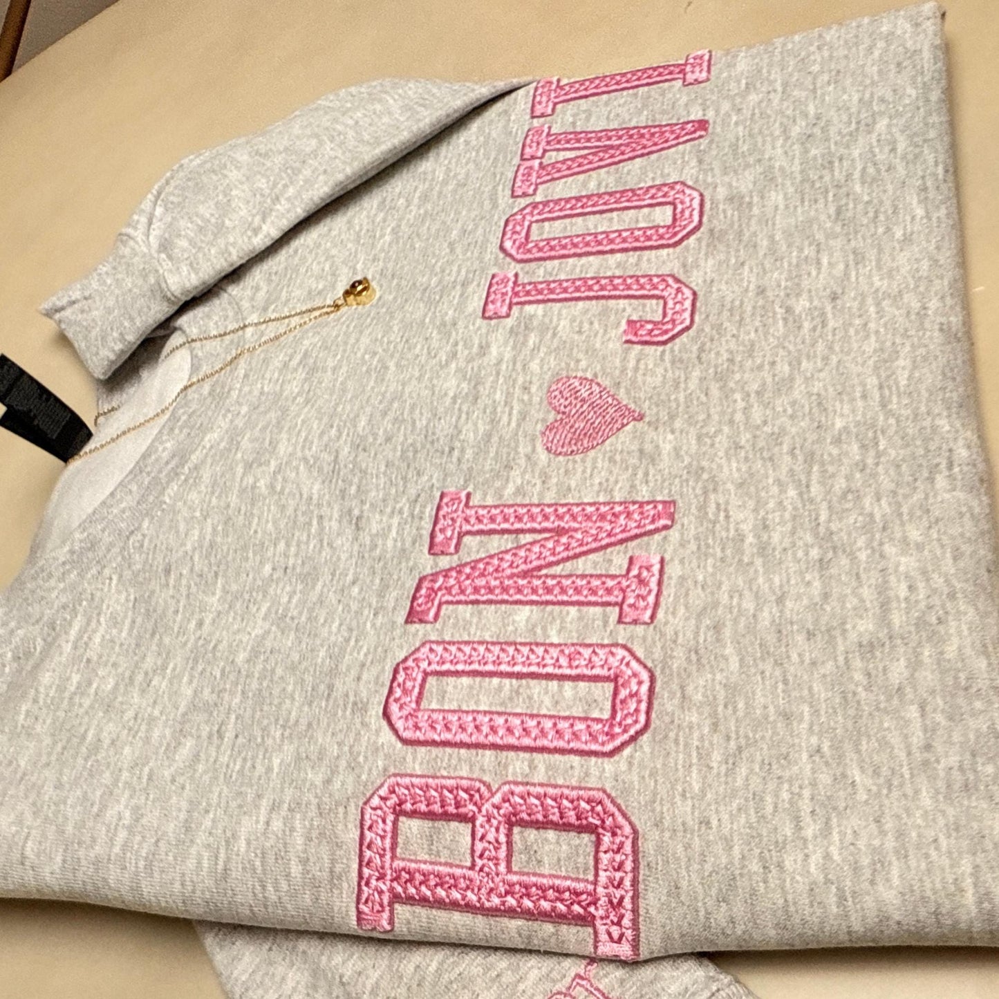 Custom Puff Embroidered Sweatshirt, Unisex Crewneck, Cotton Blend Fabric