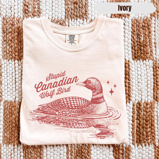 Stupid Canadian Wolf Bird Shirt|Funny Loon Sweatshirt for Hockey Fans, LGBT Gift, Hockey Romance Merch
